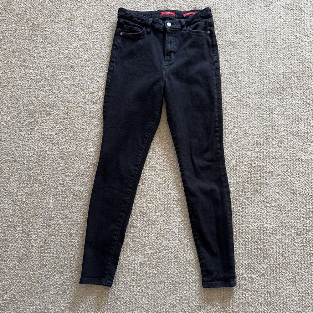 GUESS High Rise Skinny Jeans Womens 28 Black Dark Wash Denim Stretch 28x25